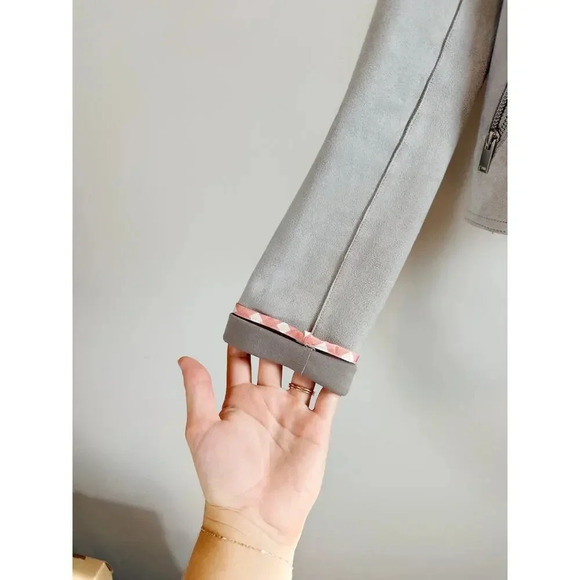 Anthropologie Gray Faux Suede MotorCycle Jacket Size S - Picture 10 of 10